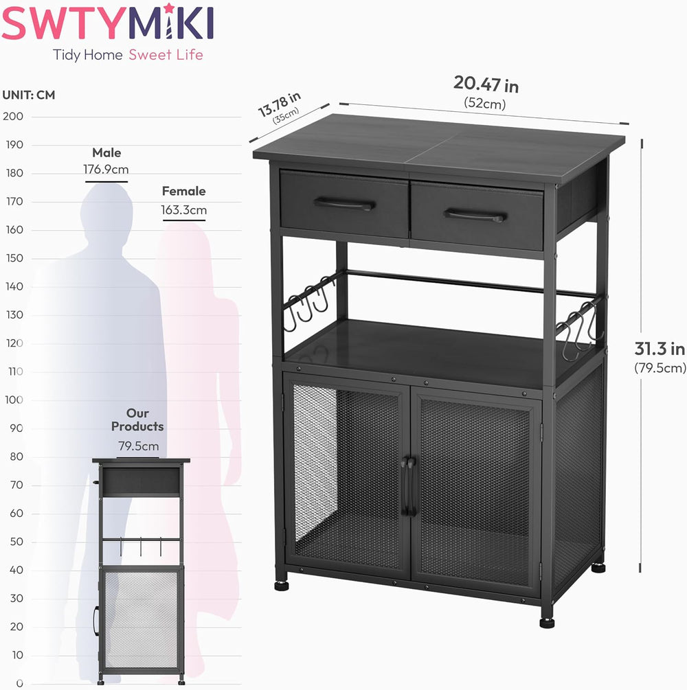 SWTYMIKI Coffee Bar Cabinet with Drawer - 20.47" Coffee Stand Station wi...