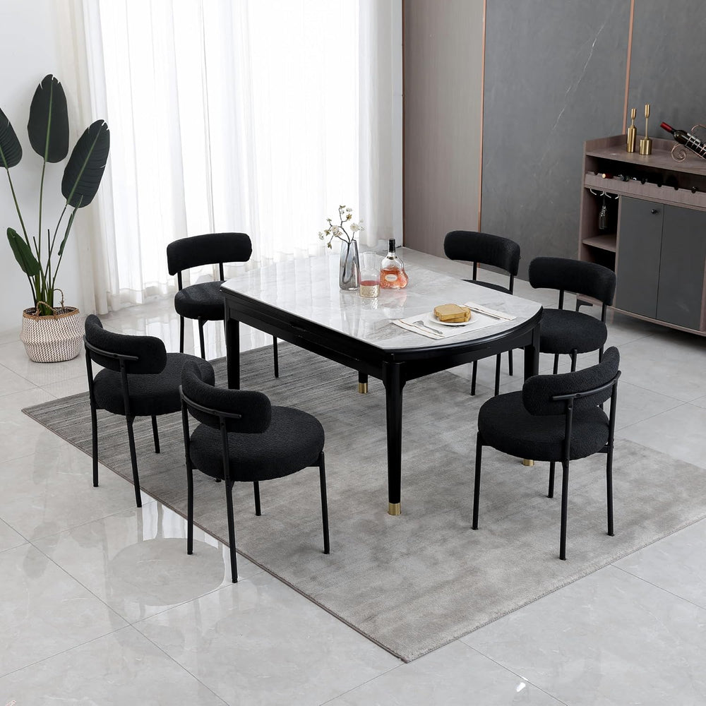DYHOME Boucle Dining Chairs Set of 4, Upholstered Dining Room Chairs Black
