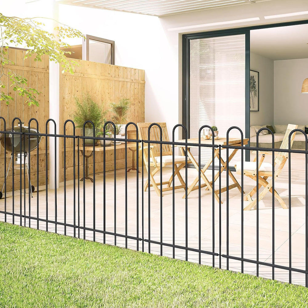 36” x 12’ Outdoor Metal Garden Fence, No-Dig Dog Fence Panels with Stakes
