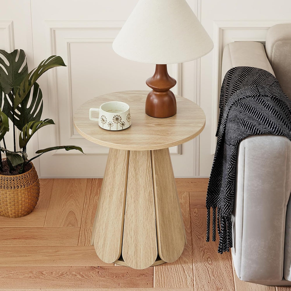Round End Table Nightstand Set of 2, Mid Century Modern Side Table, Circle Be...