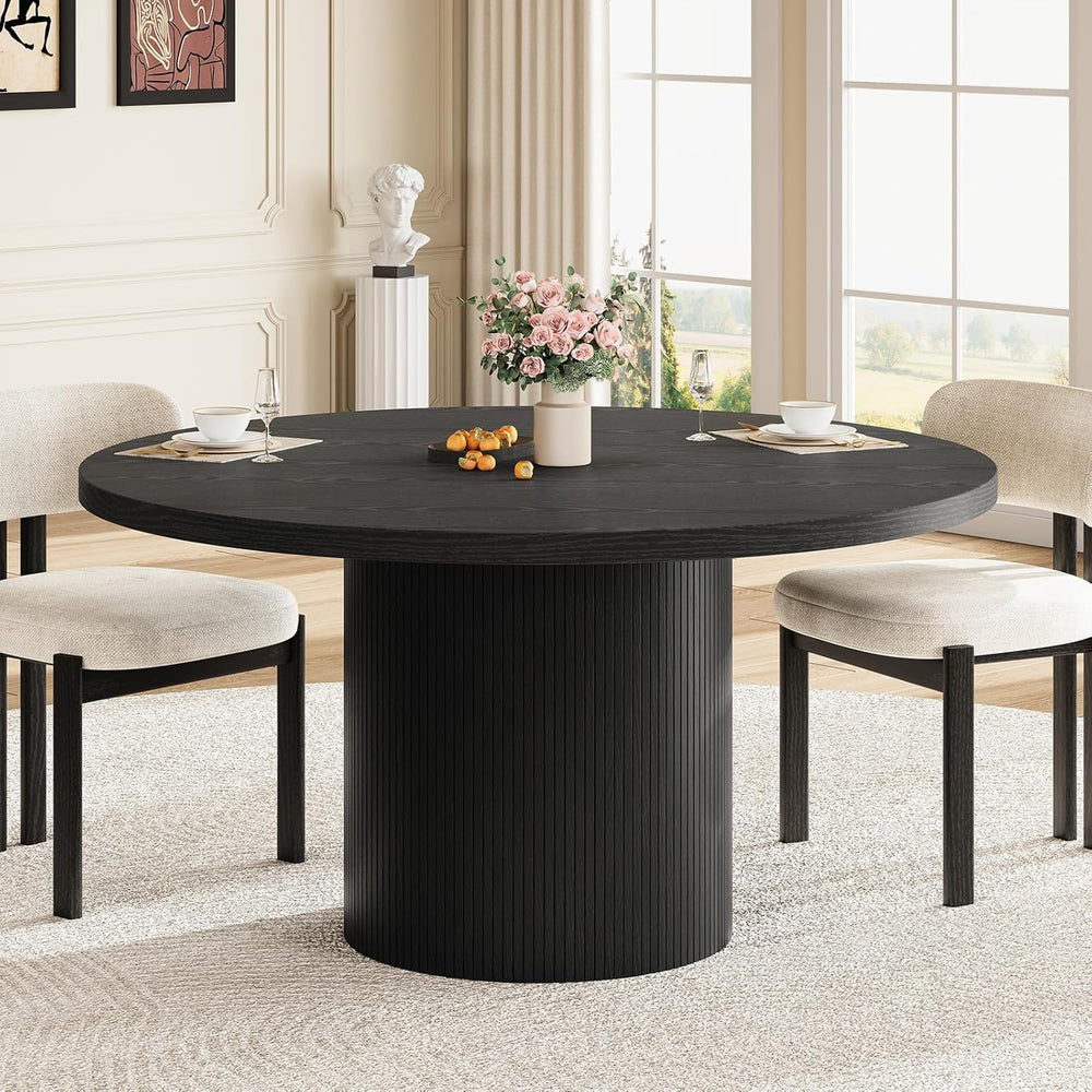 Round Kitchen Dining Table for 4-6 People, 47 inch Mid-Century Circle Dinner ...