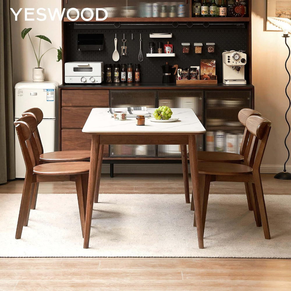 YESWOOD Oak Dining Chairs Set of 4, 100% Solid Wood Kitchen Chairs with Curve...