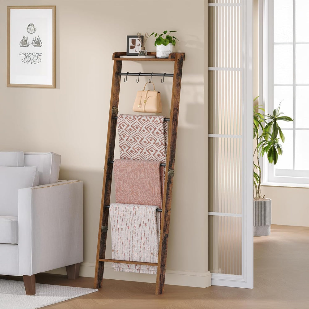 Hzuaneri Blanket Ladder Shelf, Decorative Quilt Rack, 6-Tier Farmhouse Ladder...