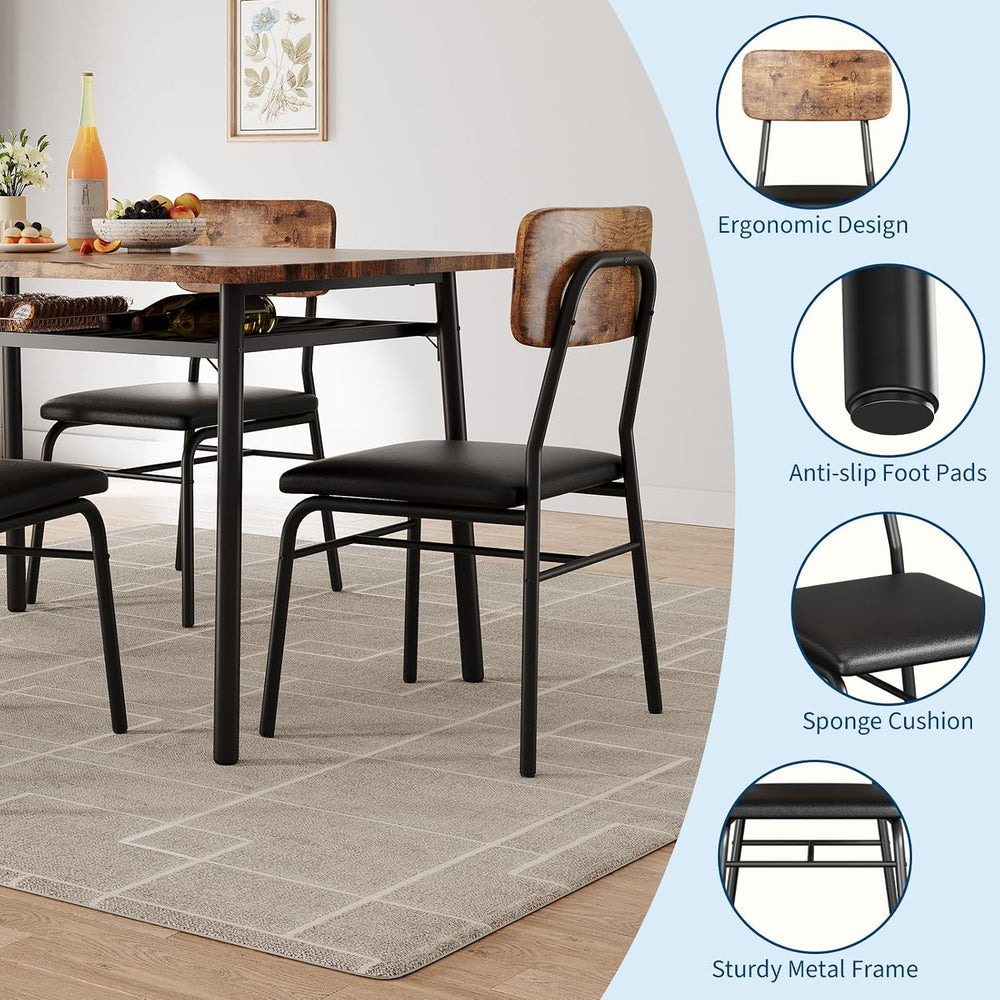 GarveeHome Dining Table Set for 4 with Storage Rack, Brown | 5-Piece Kitchen ...
