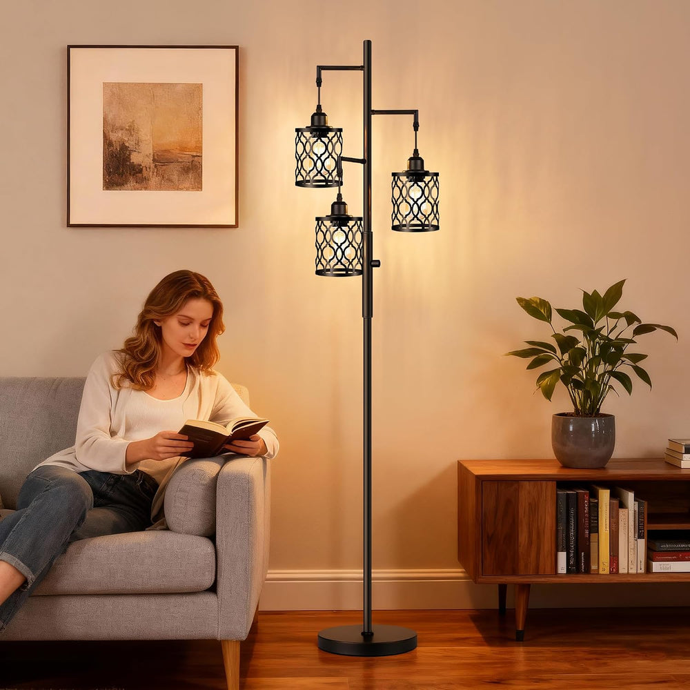 73" Dimmable Farmhouse floor lamps for living room, Industrial Tree Floo...