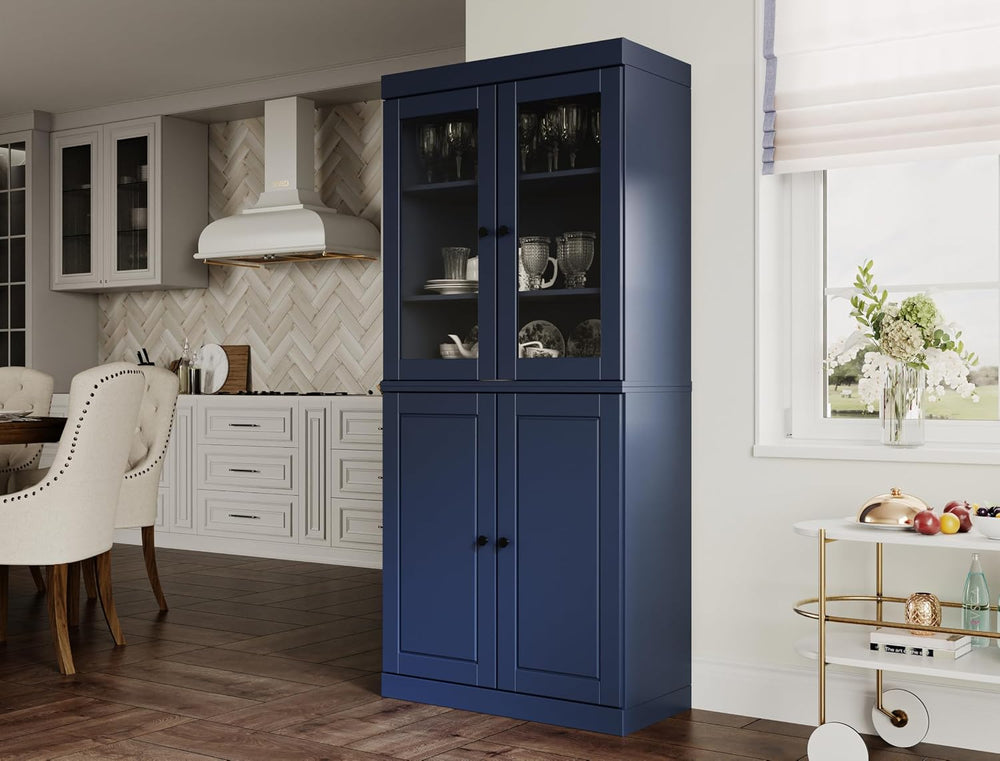 Palace Imports 100% Solid Wood 32"" Pantry Cabinet with Raised Pane...