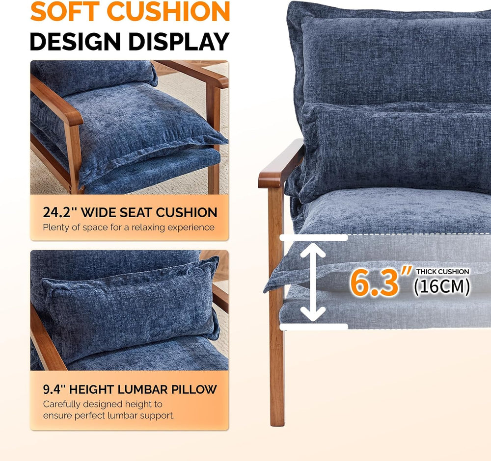 VINGLI Mid-Century Modern Cloud Accent Armchairs set of 2 with Lumbar Pillow,...