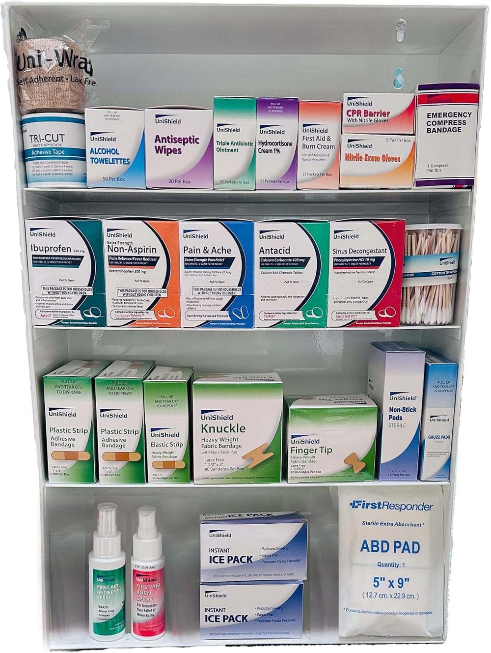 4-Shelf Restaurant Metal 1st Aid Cabinet Class B, Large Capacity First Aid Wa...