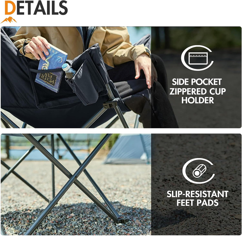 Portal 33" Oversized 2 Pack Padded Camping Chair - Heavy Duty Folding Ch...