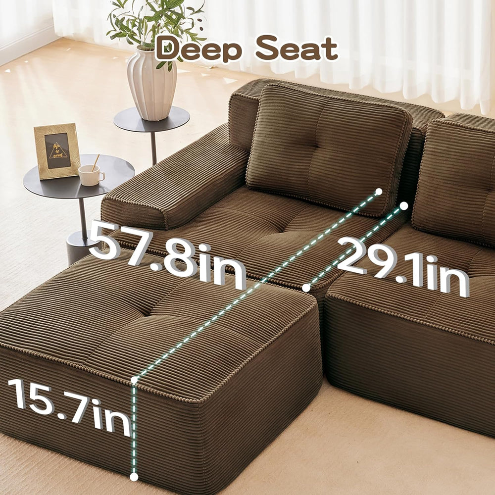 Oversized Modular Sectional Sofa, Modern V Shaped Corner Couch with Ottoman, ...