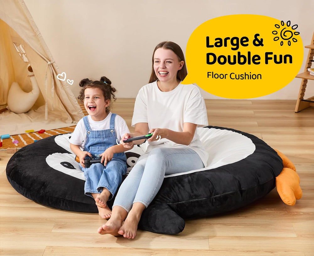 Hobestluk Bean Bag Chairs for Adults Bean Bag Cute Floor Cushions Black | Lar...