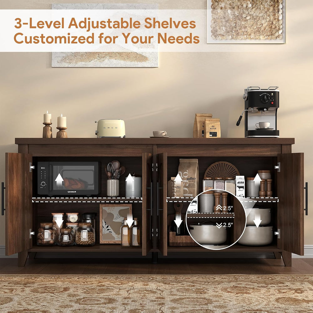 knoworld Modern Buffet Cabinet with Storage, 63" Fluted Sideboard Cabine...