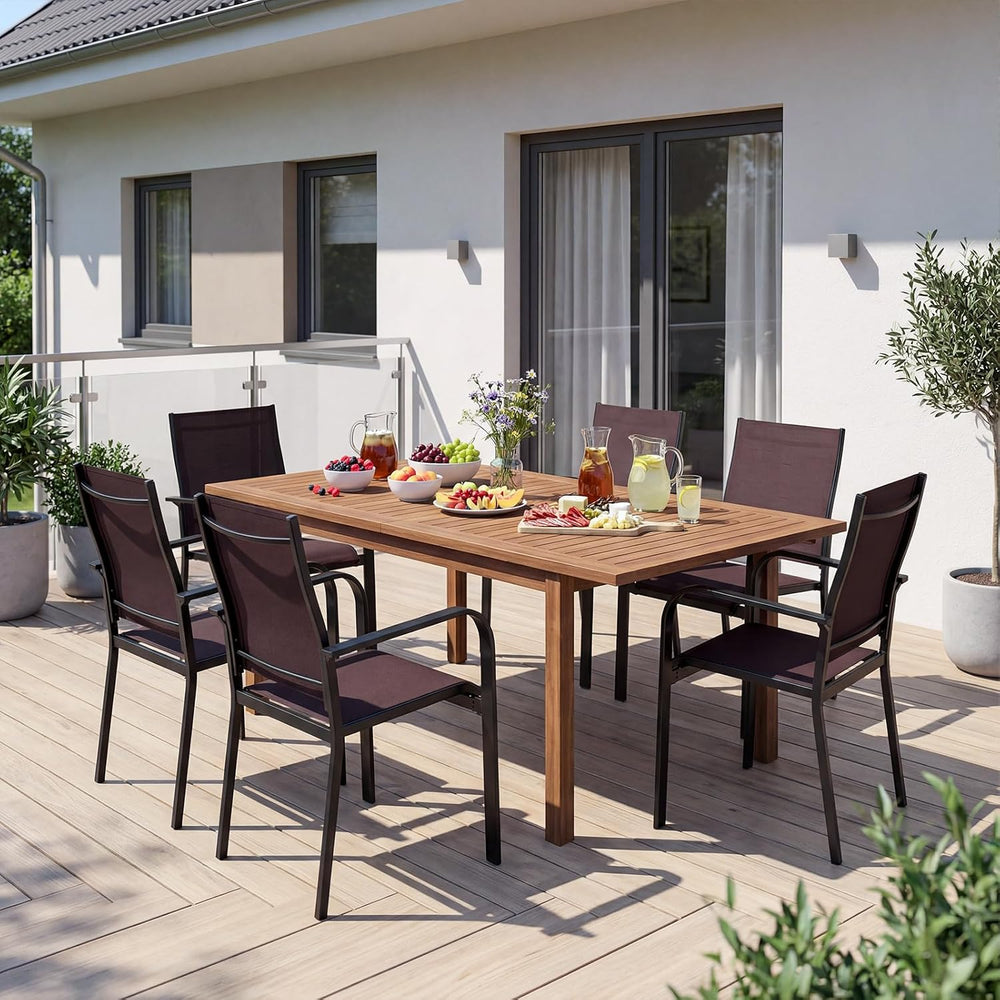 Tangkula Patio Dining Chairs Set of 2, Stackable Outdoor Armchairs with Metal...