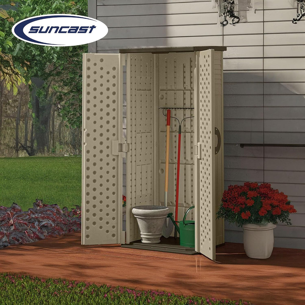 Suncast Vertical Shed, Compact Outdoor Storage System, 22 Cu. Ft. Capacity, S...