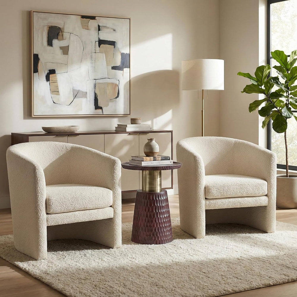 SIMPLIHOME Breanna End Table - 16 inch Wide Solid Mango Wood and Metal Round ...