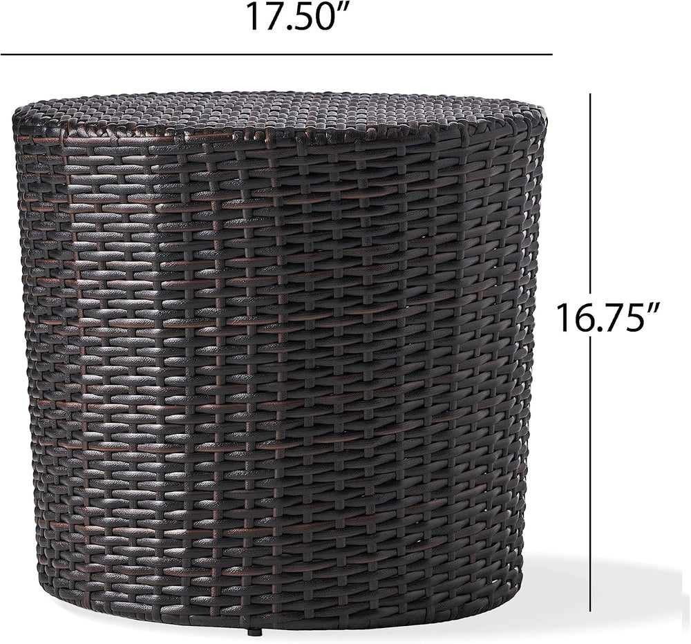 Christopher Knight Home Keaton Wicker Barrel Side Table, Multibrown 16.75 inc...