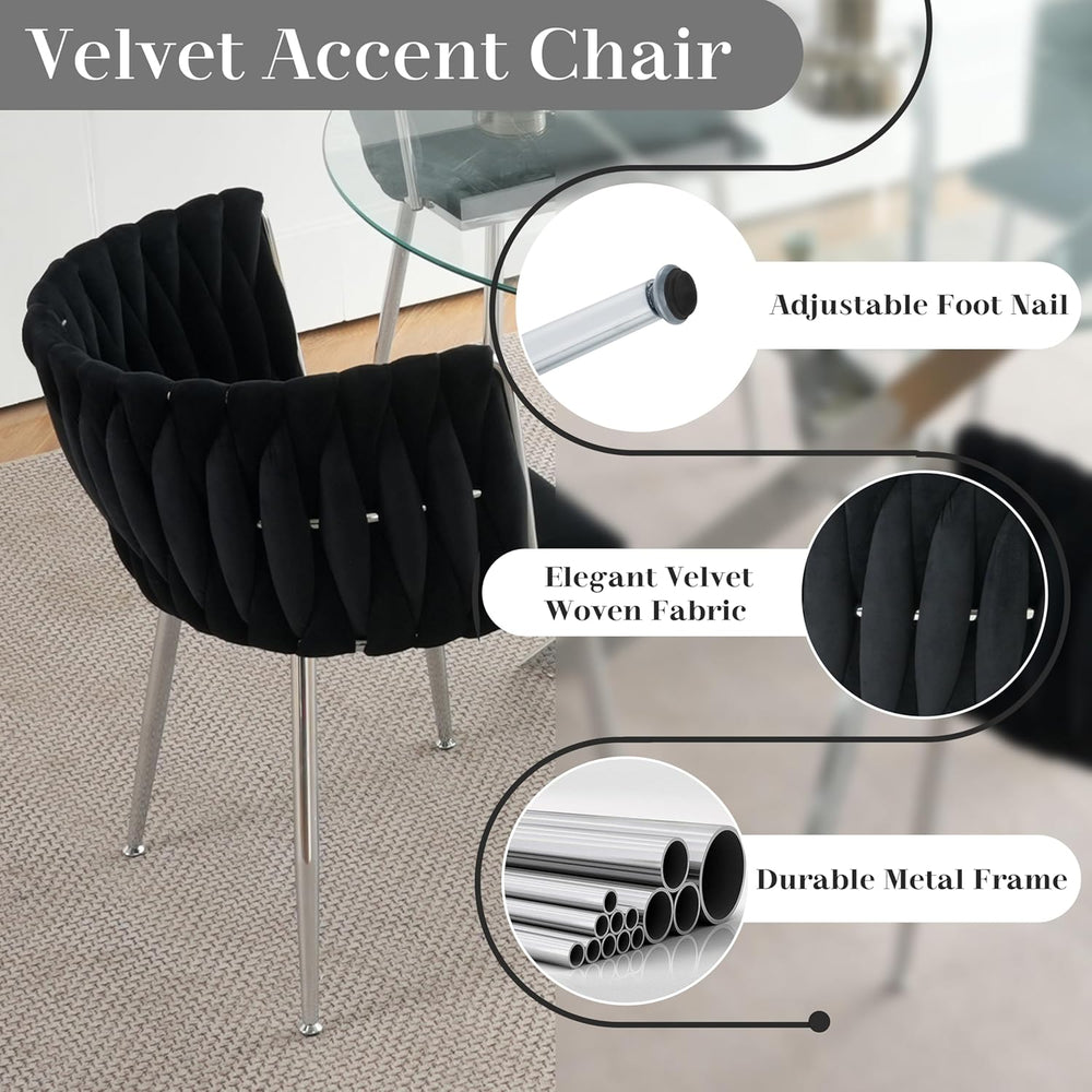 Silver Glass Round Dining Set for 4, 36'' Modern Minimalist Luxury Ci...