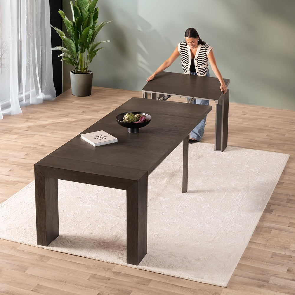 Transformer Table Solid Wood Extendable Dining Table, Black | Seats 2-12, Exp...