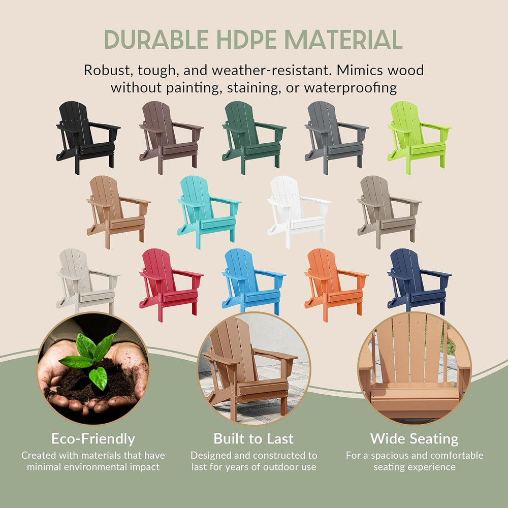 Malibu 2 Piece Set Outdoor Folding Poly Adirondack Chair, Teak