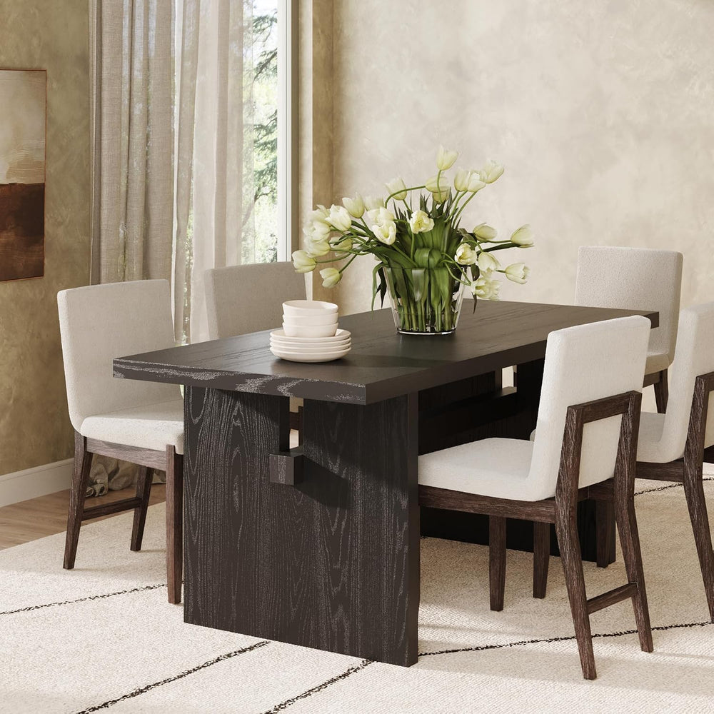 Nathan James Briggs Modern Dining Table for 6, Small Rectangle, 6-Person Blac...