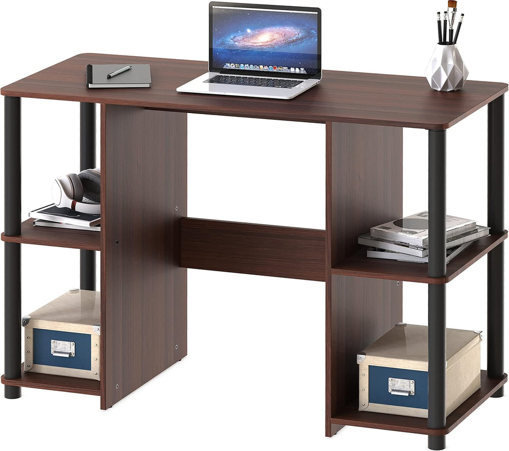 SHW 38-Inch Home Office Wood Desk with Double Sided Shelves, Cherry