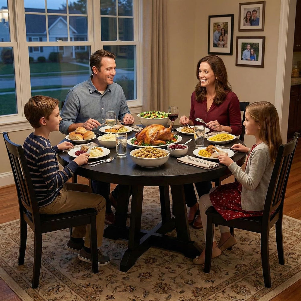 GarveeHome Round Dining Table for 4, 47 Inches Dining Room Table with Wooden ...