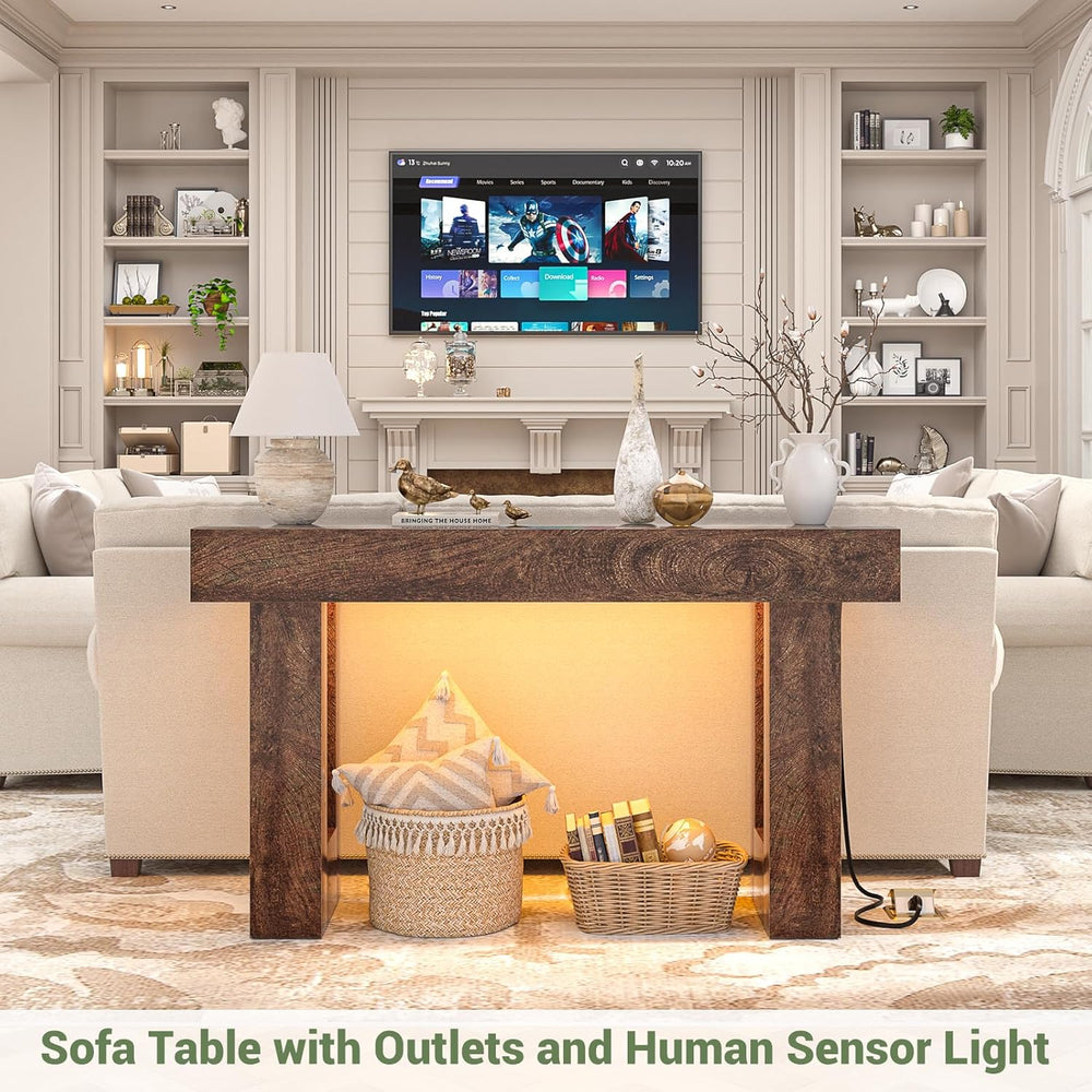 Unikito 47" Entryway Table with Socket and Sensor Light, Narrow Console ...