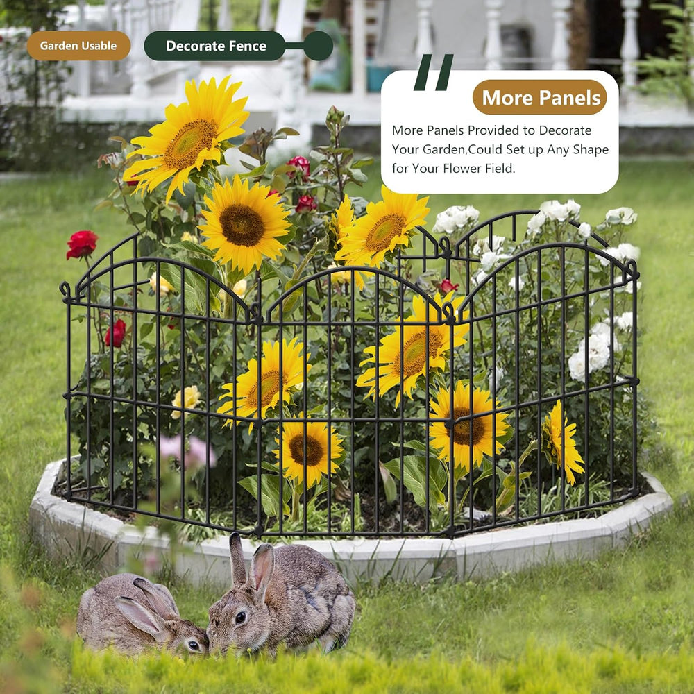 15 Panels Decorative Garden Fence, 15.94ft x 23in Animal Barrier Fencing Arch...