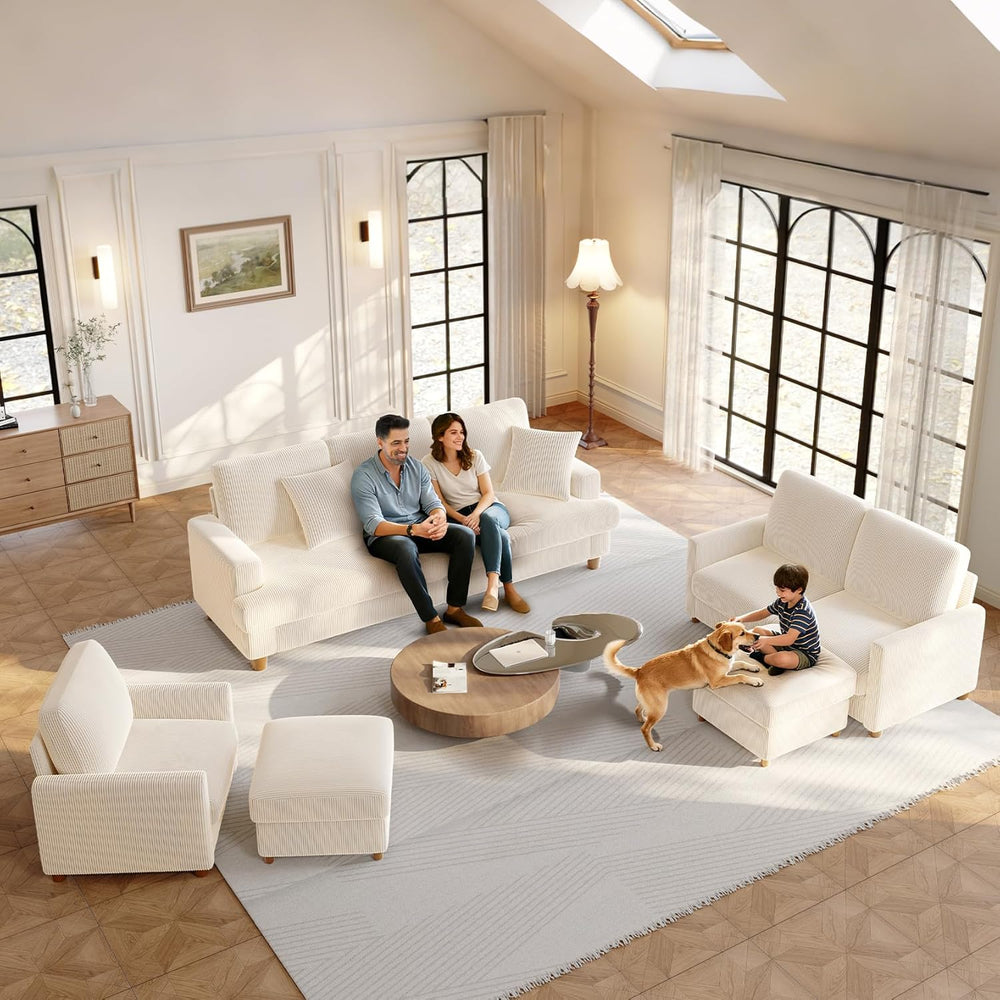 Welzona 87.2" Couches for Living Room, Comfy Beige Couch 7.5" Extra...
