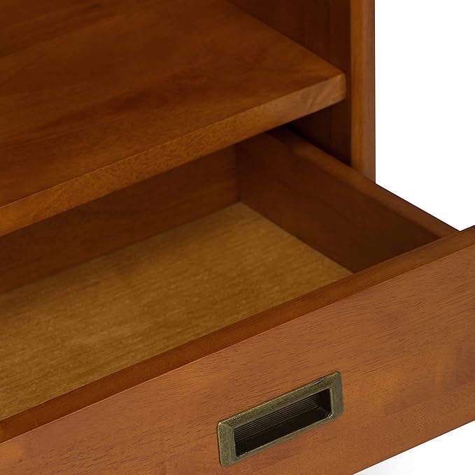SIMPLIHOME Draper 35 inch Mid-Century Modern 6 Cubbie Bookcase with Drawer (S...