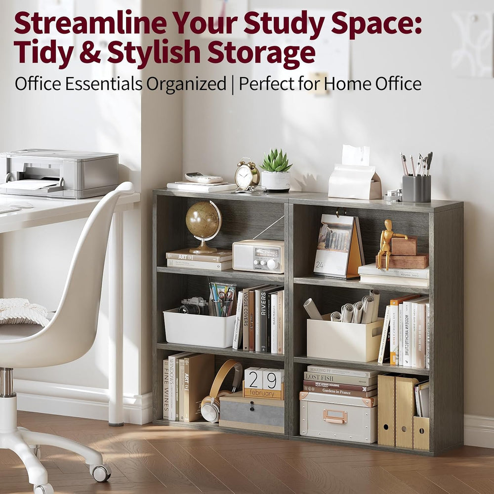 ALISENED 3-Tier Bookshelf, 23.6 × 9.4 × 35.2in, Small Bookshelf