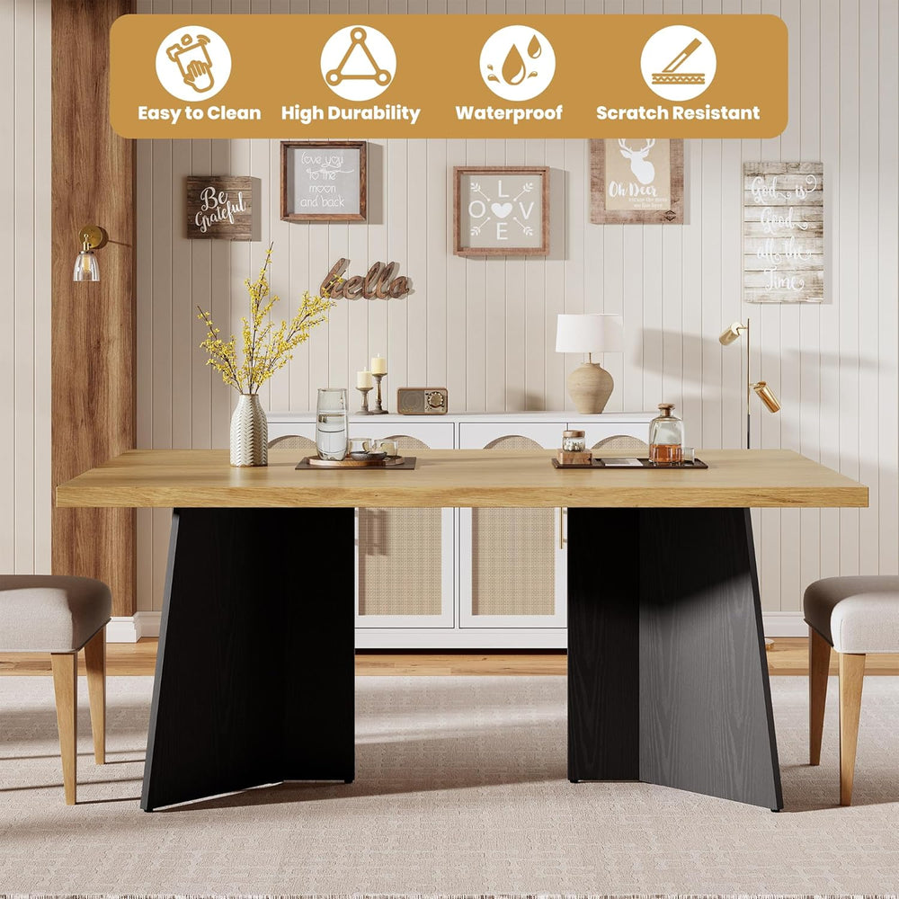 GarveeHome Dining Table for 6-8 People - 63" Modern Long Kitchen Table w...