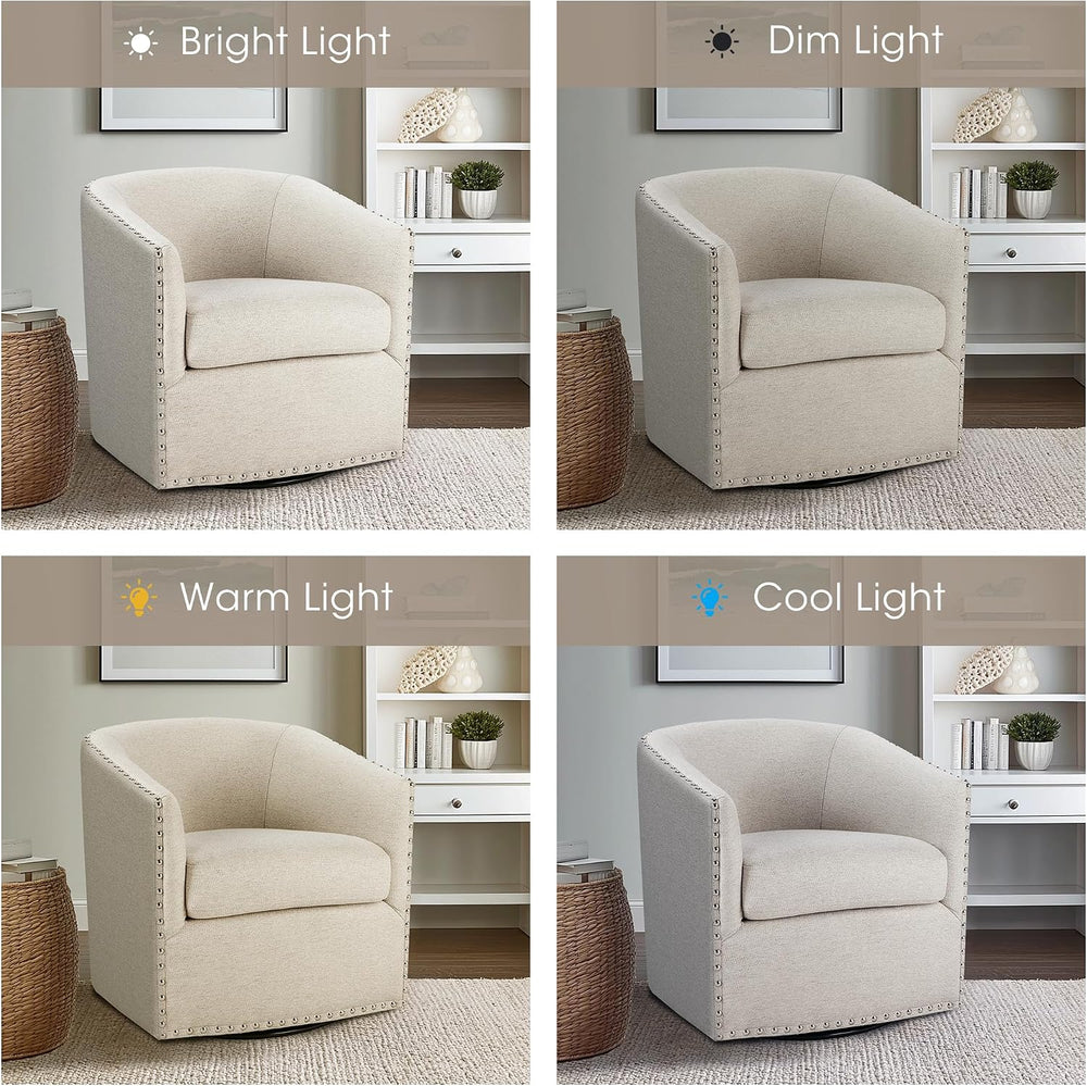 Madison Park Swivel Barrel Accent Chair, Upholstered Curved Back with 7-Inch ...