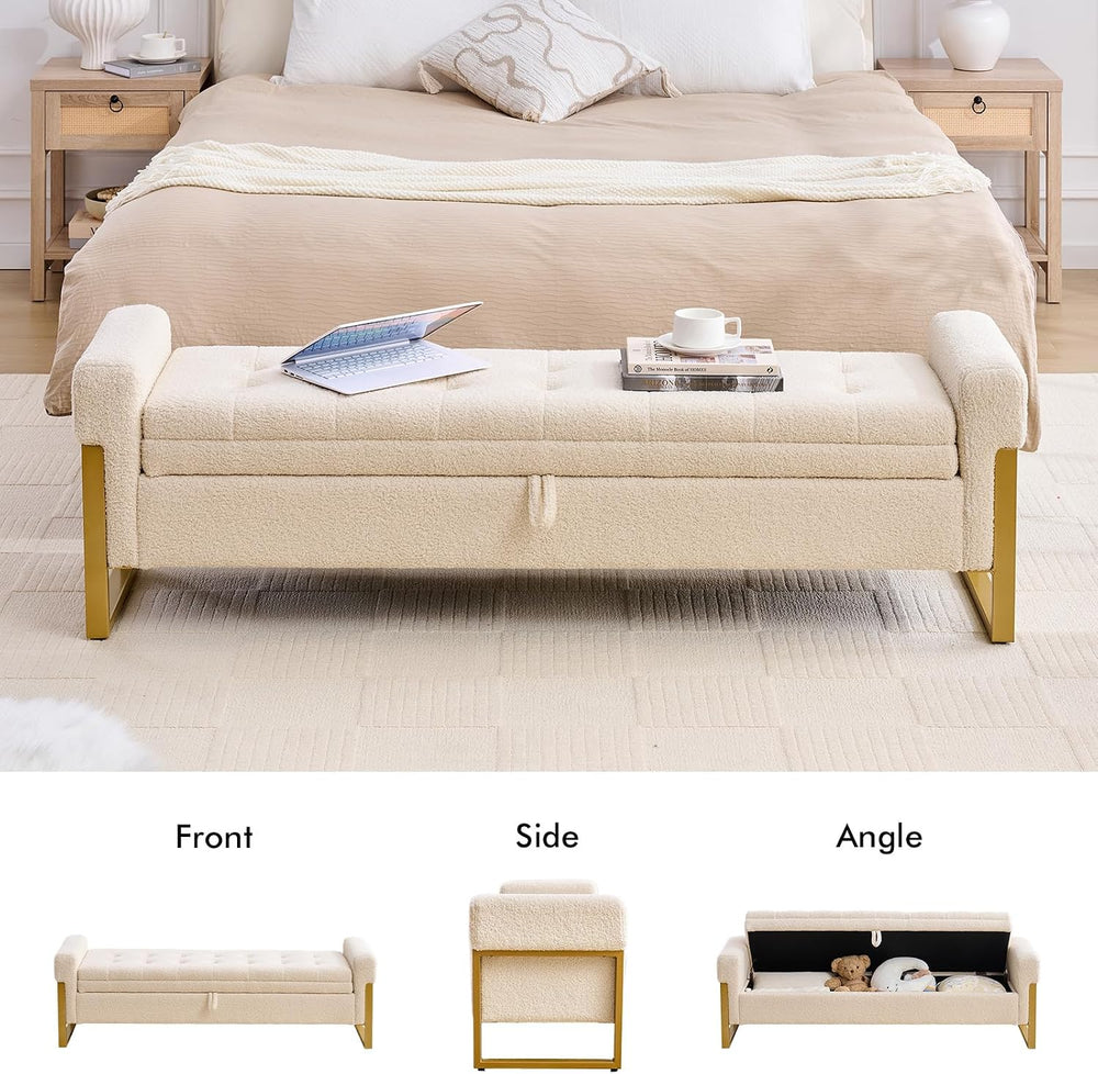 67" End of Bed Storage Bench King Size, Bench for Bedroom Foot of Bed, U...