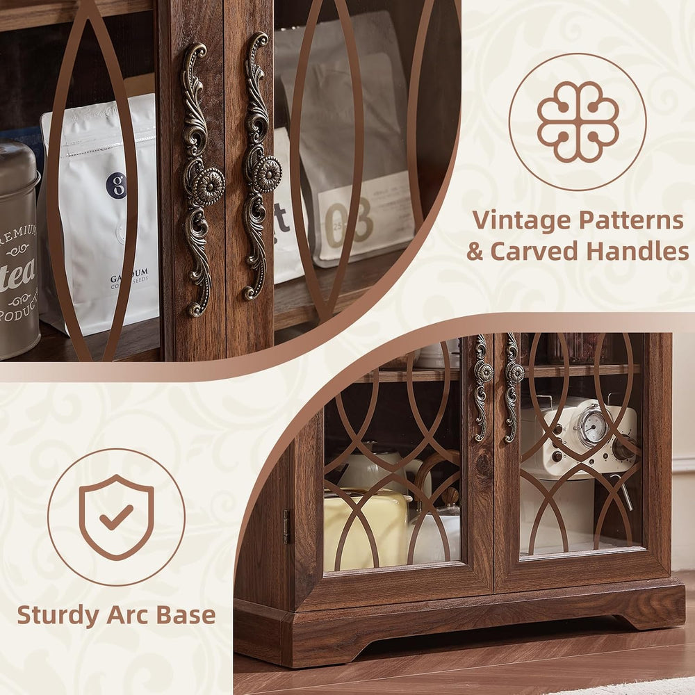 Joaxswe 67" Tall Bookshelf, Rustic Book Shelf with Glass Doors, 5-Tier W...