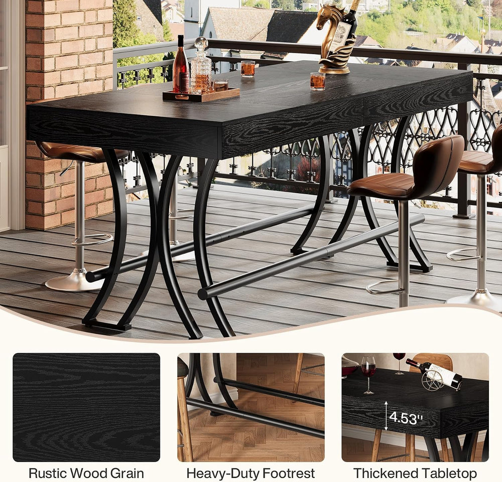 Tribesigns 63" Counter Height Bar Table with Metal Footrest, Rectangular...