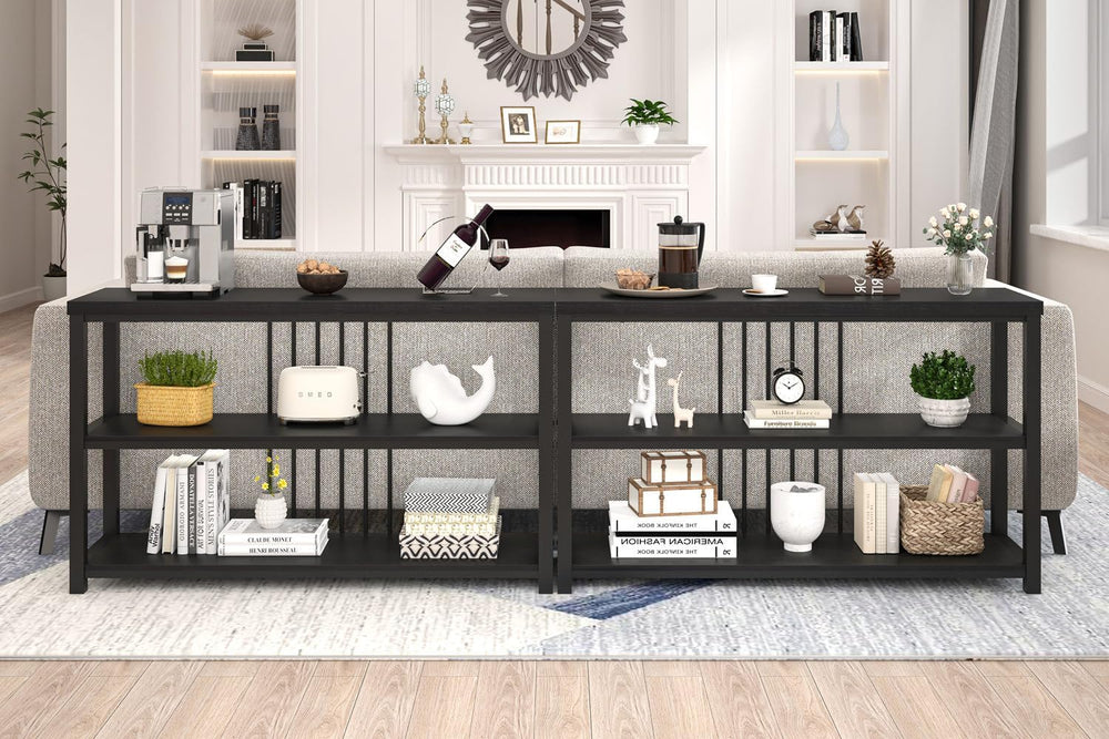 FOLUBAN Entryway Table, Modern Sofa Console Table with 3 Tier Storage Shelf f...