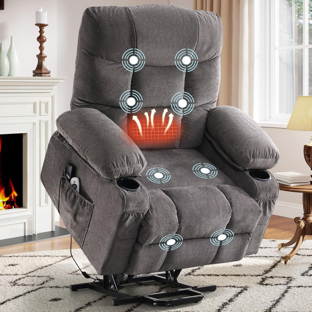 Power Lift Recliner Chair for Elderly,8-Point Vibration Massage & Heat,El...
