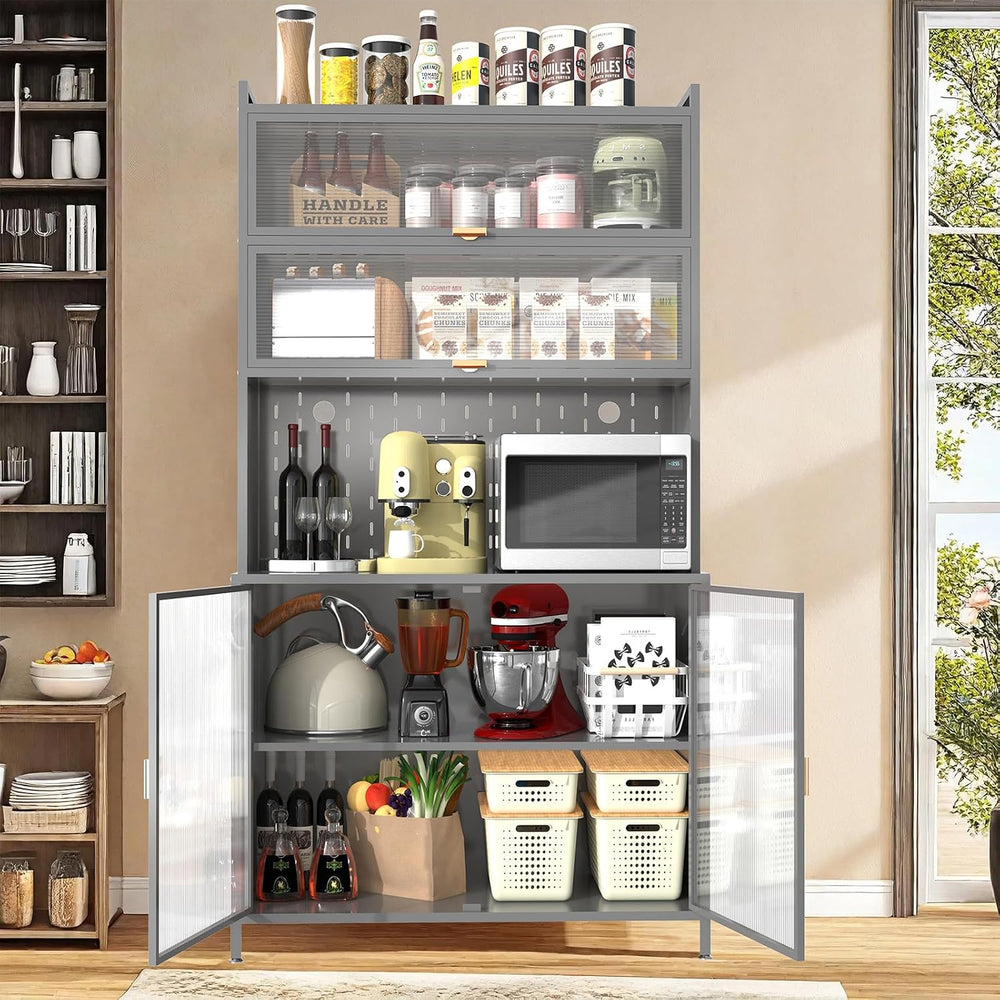73'' Tall Kitchen Pantry Cabinet,Metal Pantry Cabinet with Adjustable...
