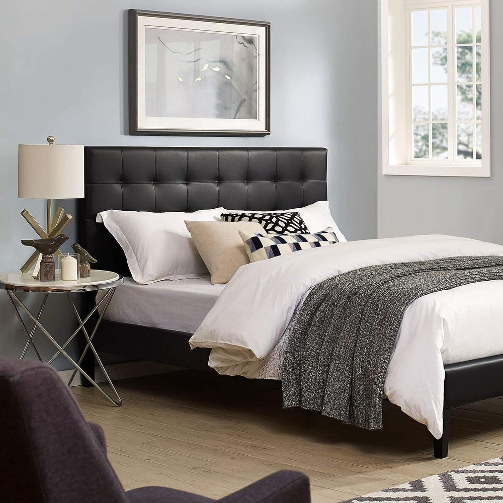 Modway Paisley Upholstered Tufted Faux Leather Full / Queen Headboard Size in...