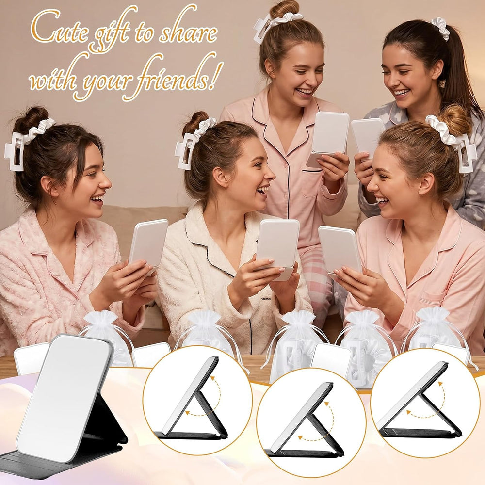 Unittype 48 Pcs Teen Girl Party Favor Set-Mirror Clip Scrunchies, White