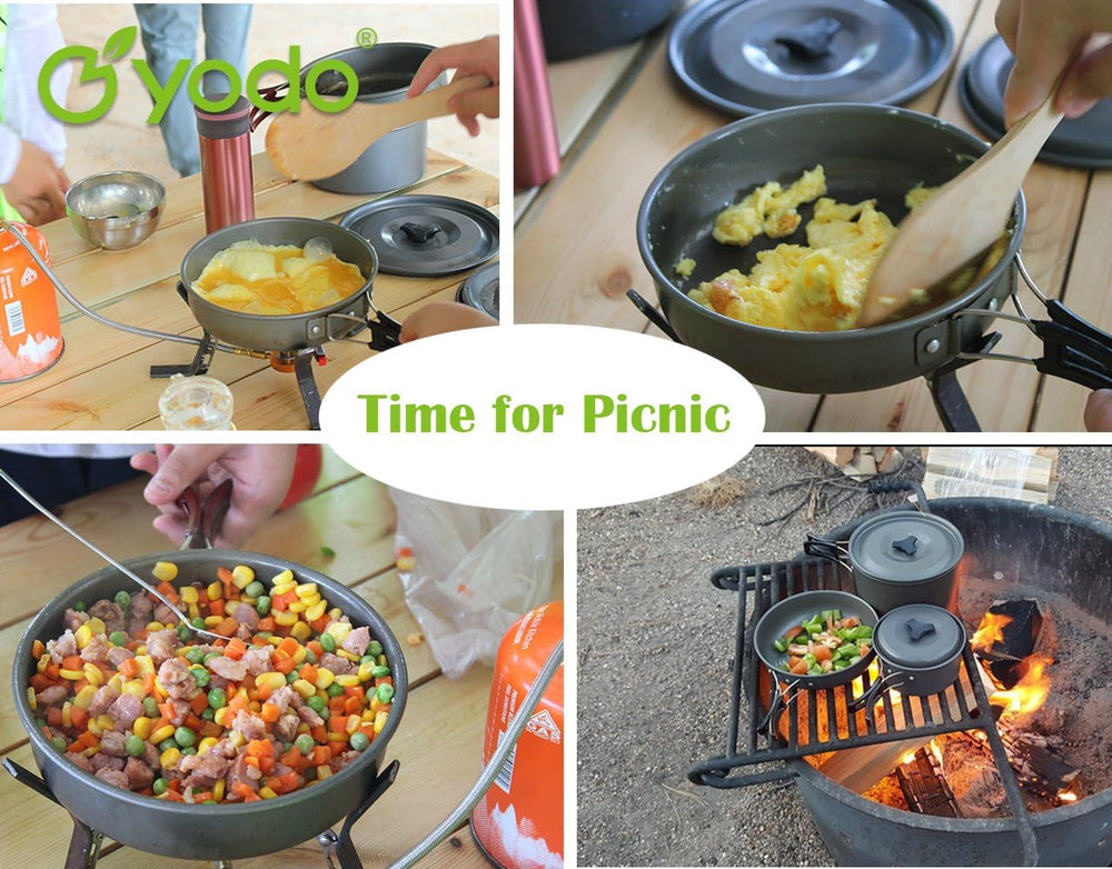 Anodized Aluminum Camping Cookware Set Backpacking Pans Pot Mess Kit for 4-5 ...