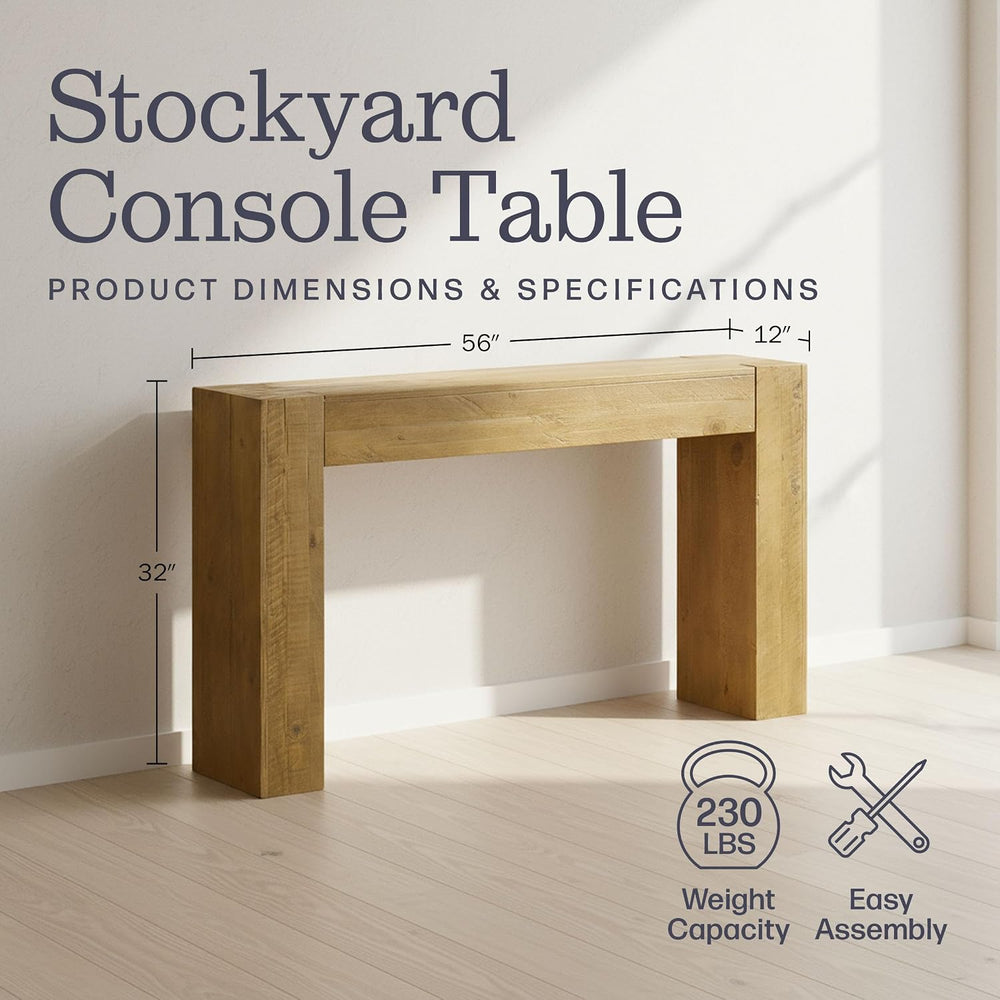 Alaterre Furniture Stockyard Solid Wood Console Table - 56 Inch Modern Farmho...