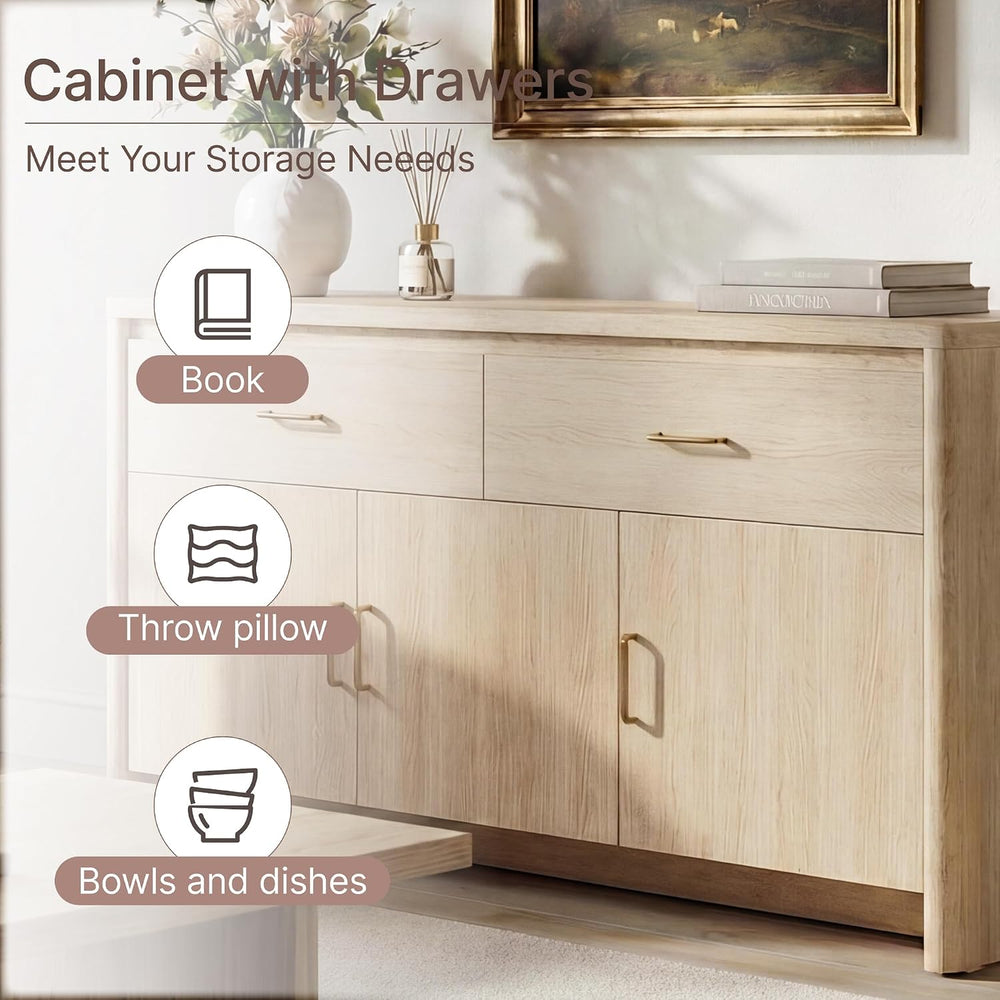 KISLOT 59" Sideboard Buffet Cabinet with Storage, Wood Kitchen Storage C...