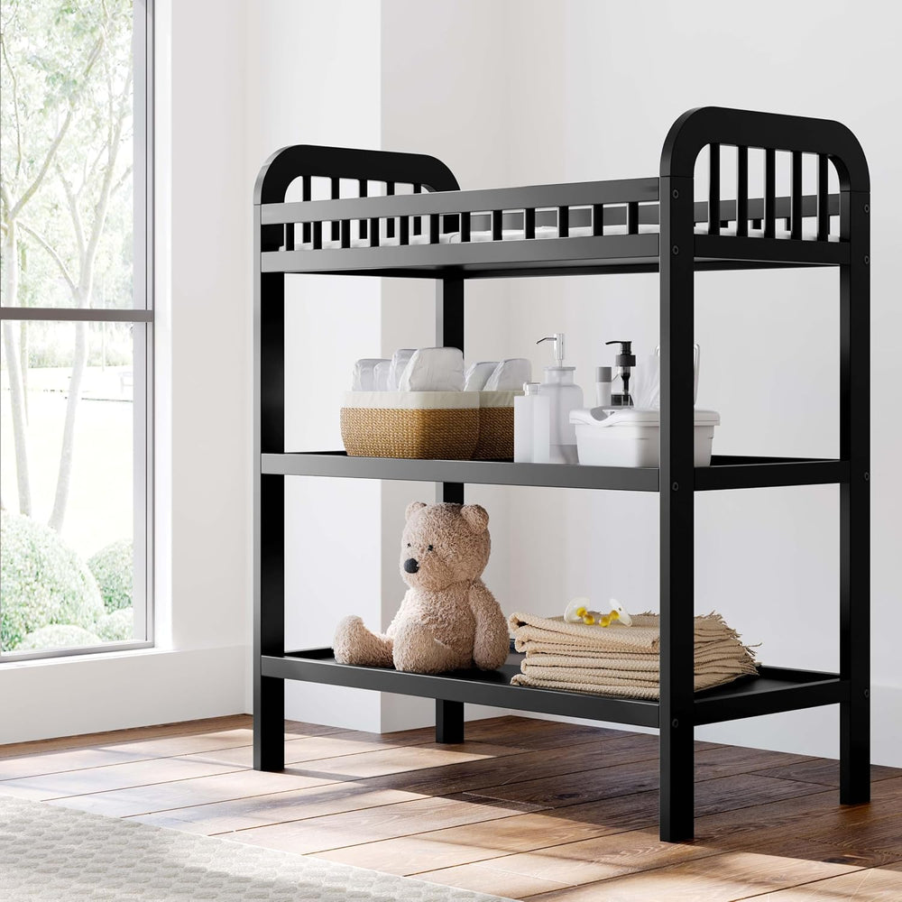 Storkcraft Pasadena Changing Table with Water-Resistant Changing Pad, Black