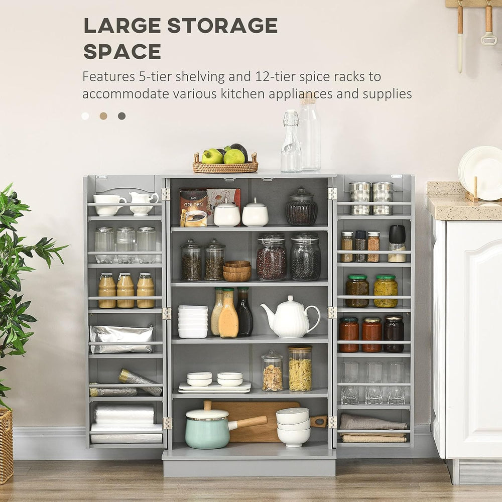 41" Kitchen Pantry Storage Cabinet, Freestanding Kitchen Cabinet with 12...
