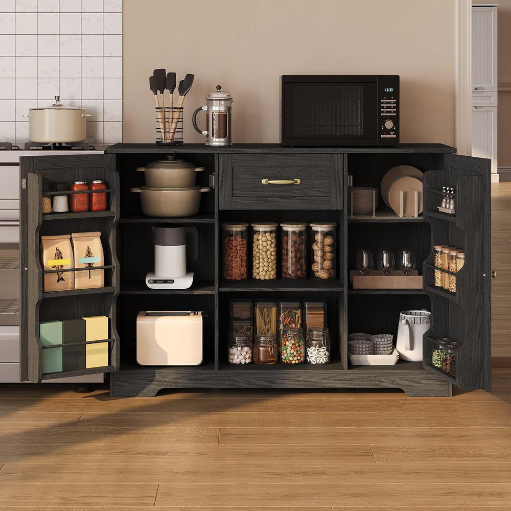 Gizoon 45" Coffee Bar Cabinet with Door and Shelves Kitchen Hutch with C...