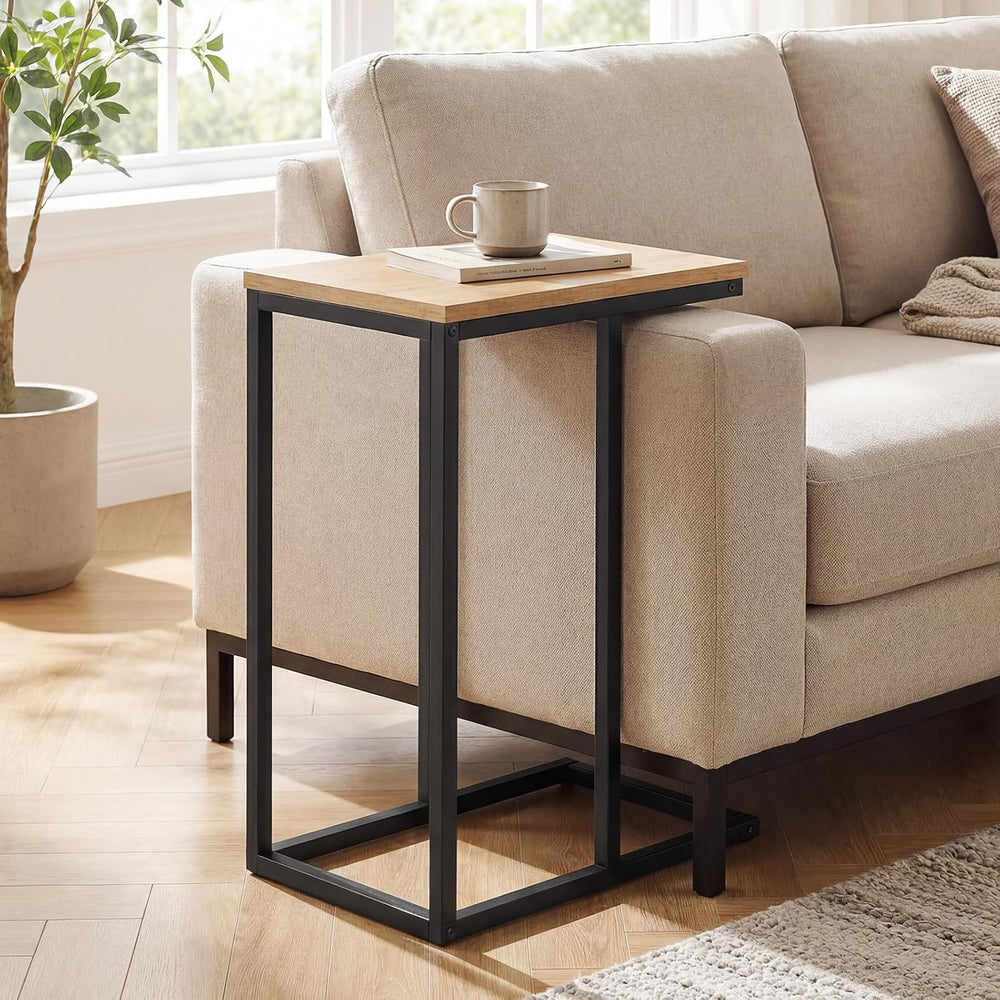 Giantex C-Shaped End Table, Set of 2 Small Sofa Couch Side Table that Slide U...