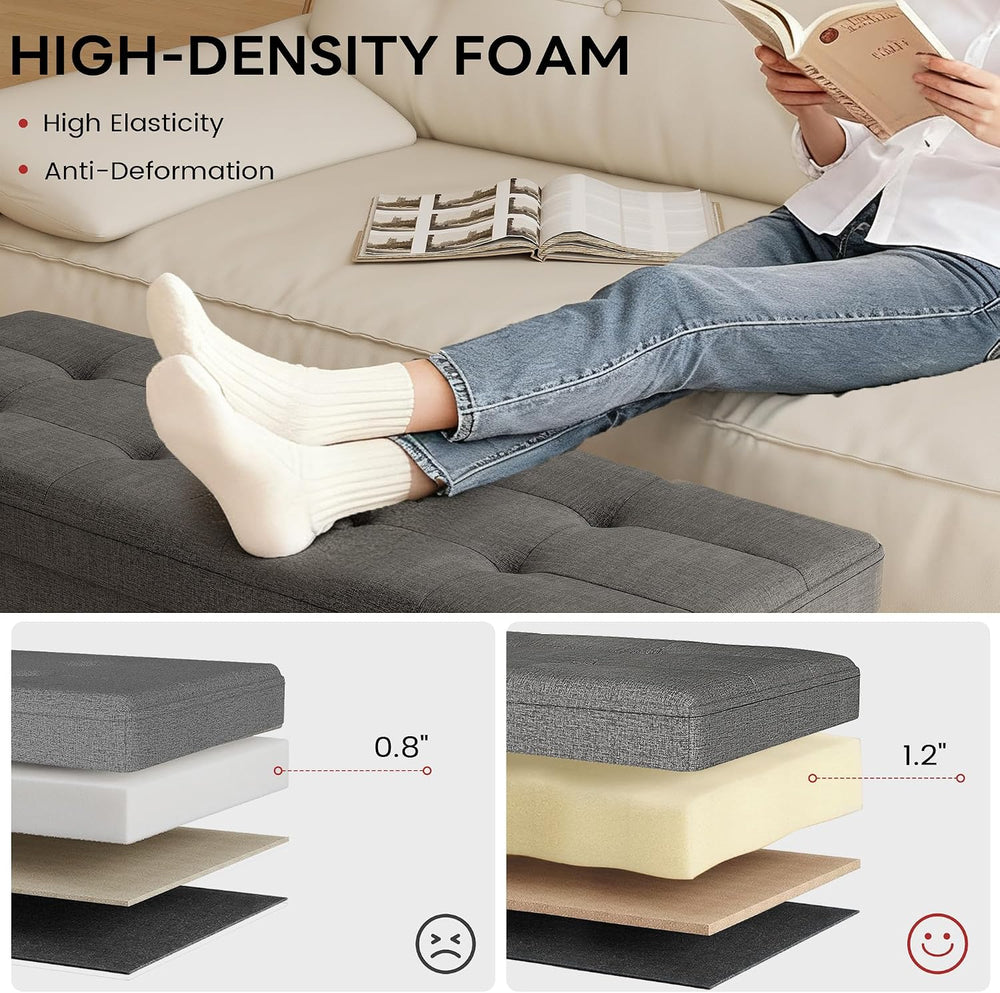 Folding Ottoman with Storage,Drak Gray