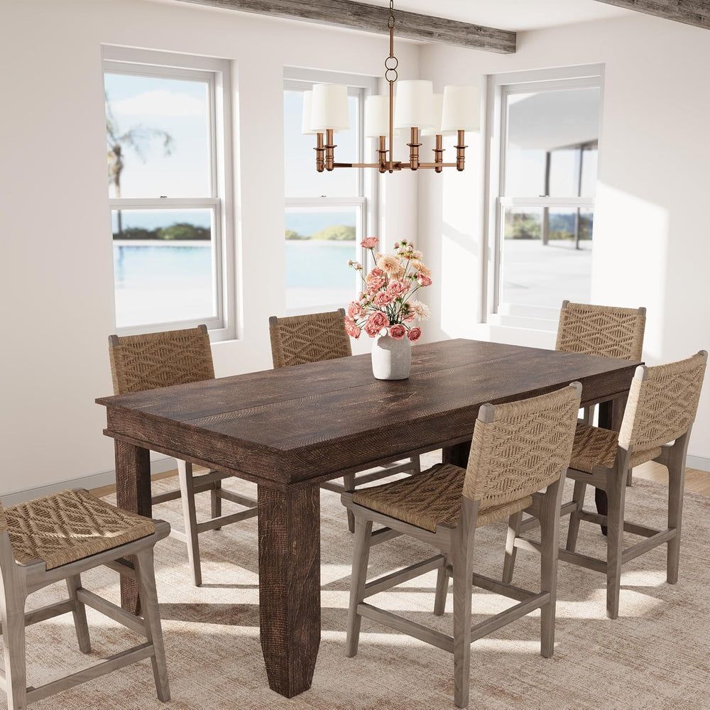 GarveeHome Farmhouse Dining Table for 6-8 People, 71 in Long Kitchen Tables w...